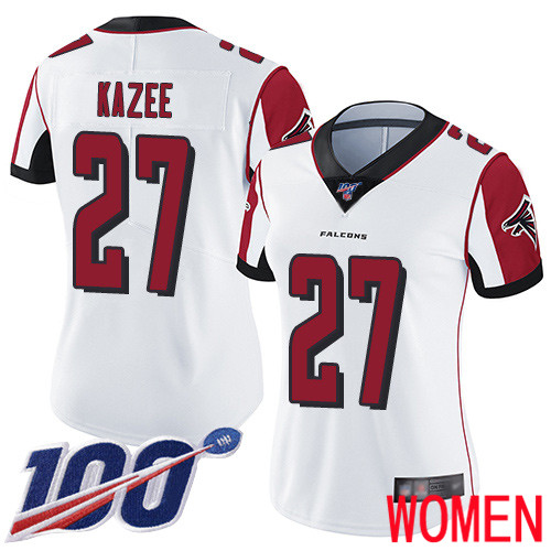 Atlanta Falcons Limited White Women Damontae Kazee Road Jersey NFL Football #27 100th Season Vapor Untouchable->atlanta falcons->NFL Jersey